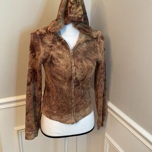 Vintage Brown Sweat Jacket size Medium Juniors acid wash hoodie